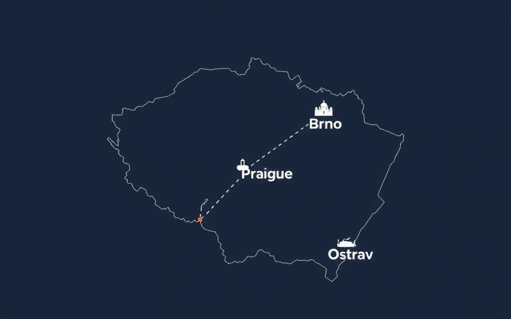 Mapa České republiky s ikonami měst a spojenými linkami, symbolizujícími celorepublikovou spolupráci.